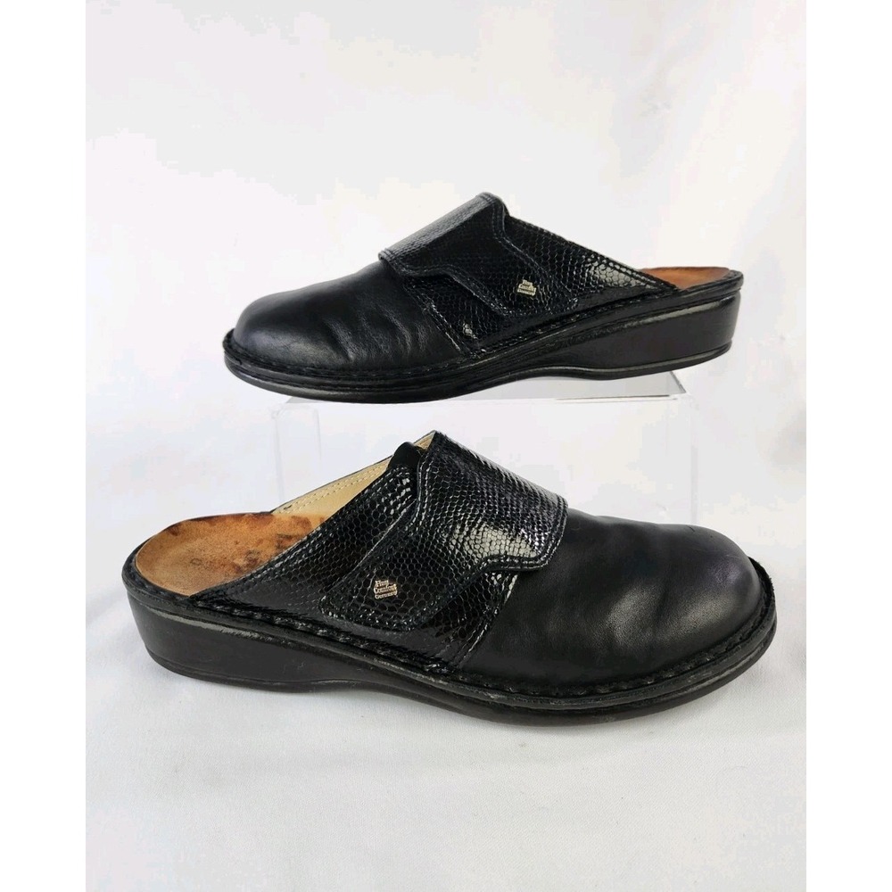 Finn Comfort Amalfi Black Leather Clog Mule Shoe Germany Women EU 43 US 11.5